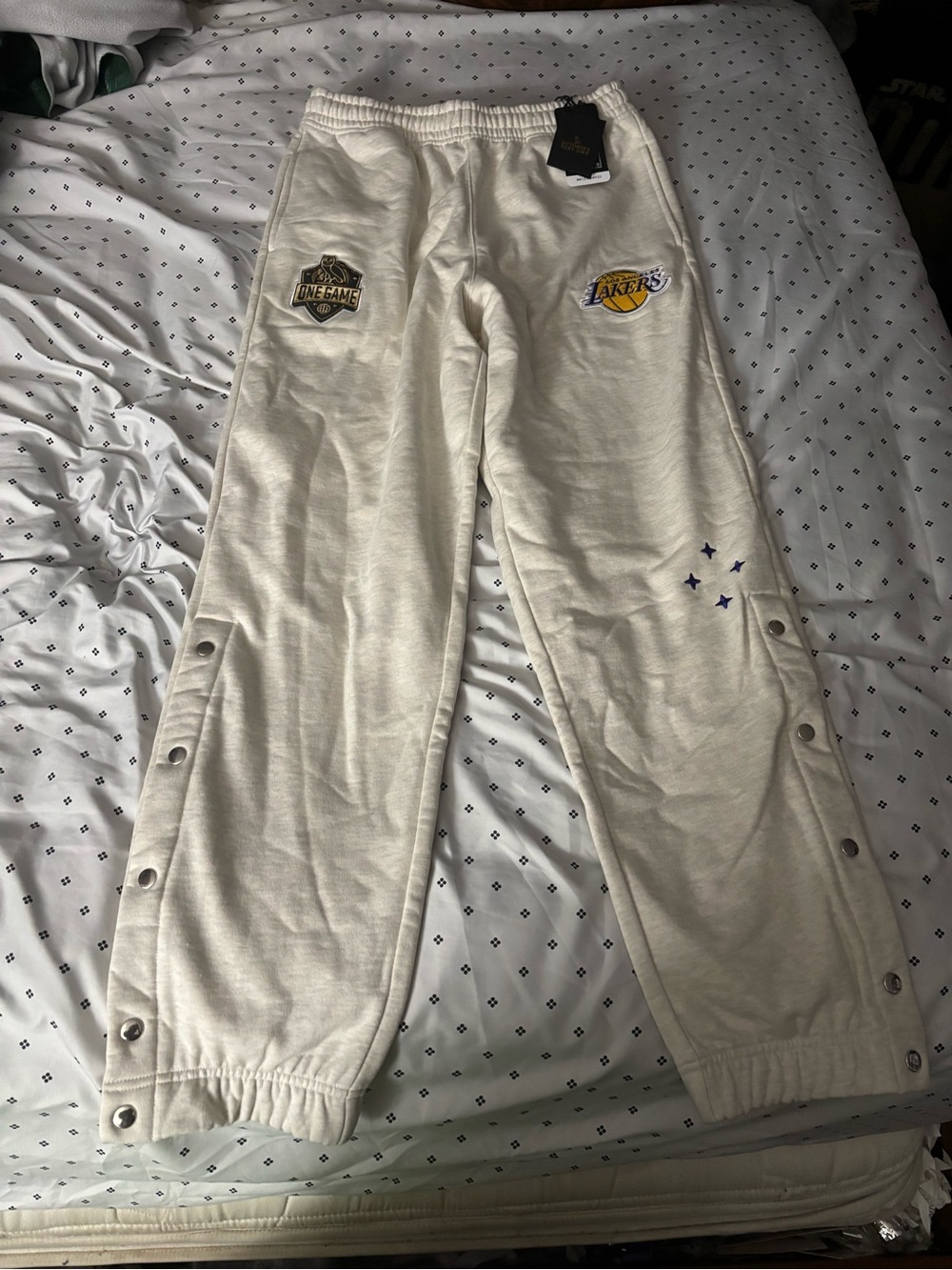 OVO White Lakers Snap-Trim Sweatpants
